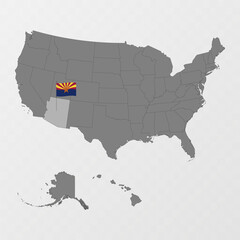 Canvas Print - Arizona state map with flagpole. Vector illustration.