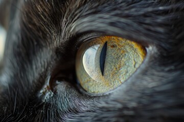 Cat Eye. Closeup of Beautiful British Cat's Eye on Black Background