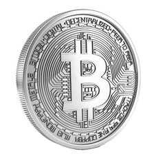Wall Mural - A single silver coin on transparent background
