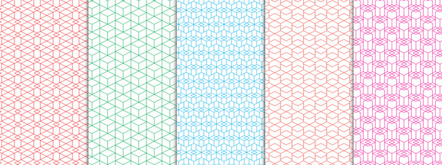 Aufkleber - Set of Colorful seamless geometric pattern illustration background.