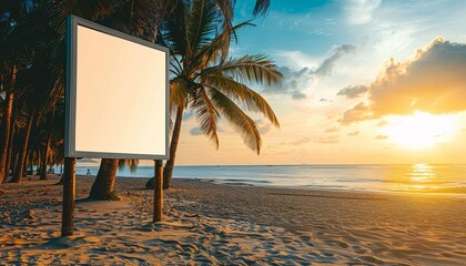 Vertical Display Ad Frame Mockup on Sandy Beach frame mockup for advertising