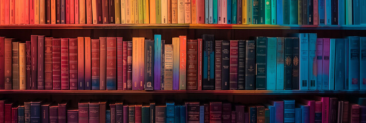 colourful books on a shelf