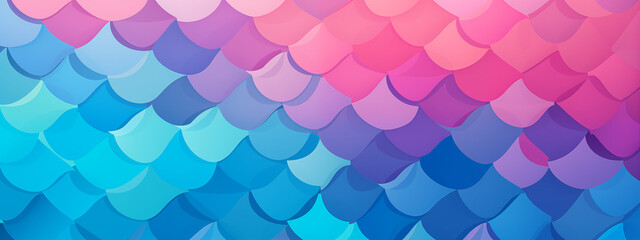 Poster - Abstract Colorful Gradient Fish Scale Pattern with Shades of Blue and Pink