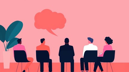 Poster - Vibrant Brainstorming Session in Pastel Hues   of a Collaborative Business Meeting with Group of Professionals Discussing Ideas and Strategies