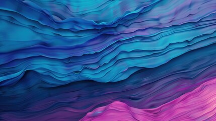 Poster - Fluid waves elegantly intertwine in shades of blue and purple, creating a calming and tranquil visual experience