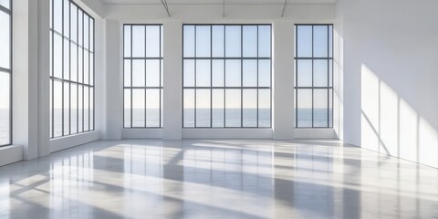 Sticker - empty white room with window an sunlight,Blank white interior room background