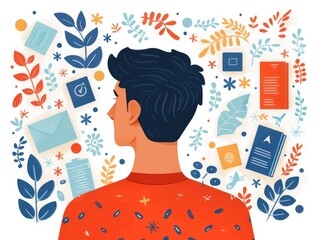 Poster - This detailed showcases a student profile with various educational icons and elements  set against a clean white background  The design highlights the core aspects of learning  academic progress