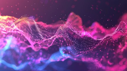 Poster - Dynamic waves in purple and pink hues create an artistic expression of flowing digital energy
