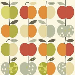 Wall Mural - Geometric Apple Patterns in Warm Tones for Modern Design