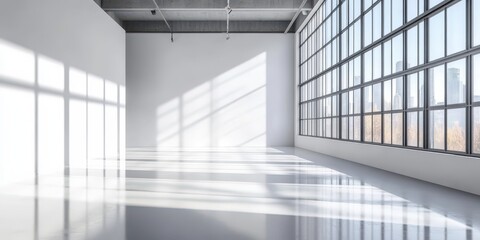 Sticker - empty white room with window an sunlight,Blank white interior room background