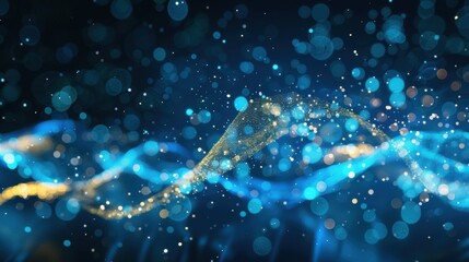 Poster - A mesmerizing display of blue wave patterns illuminated by shimmering light particles