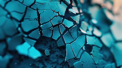 Poster - A close-up view reveals stunning blue shards with intricate cracks and textures