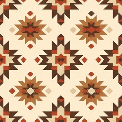 Canvas Print - Southwestern Style Geometric Pattern Background in Warm Earth Tones