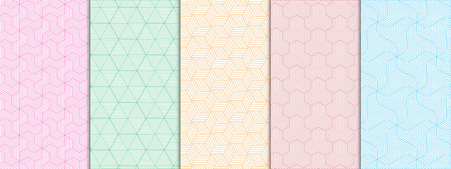 Aufkleber - Set of seamless geometric pattern. Vector illustration. Colorful background.