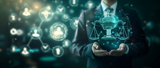 Poster - Modern legal practices are evolving with digital justice, enhancing efficiency and accessibility for attorneys and clients during interactions and consultations in the court process