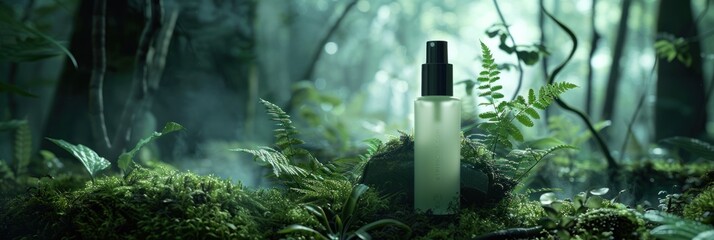 Nature Inspired Perfume Bottle In A Mystical Forest