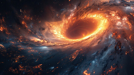 Wall Mural - a view from space to a blue spiral galaxy and stars. universe filled with stars, nebula and galaxy.