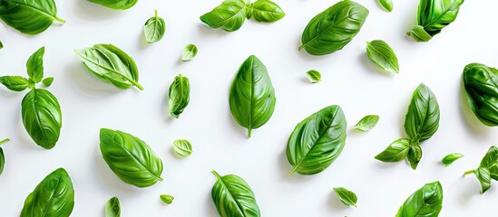 Aufkleber - High quality photo of green basil leaves isolated on a white background perfect for use as a copy space image