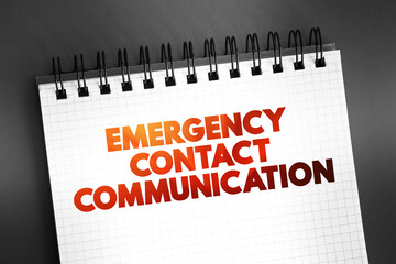 Poster - Emergency Contact Communication text on notepad, concept background