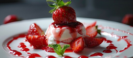 Poster - A strawberry dessert completes the meal perfect for a delectable ending. . image with copy space