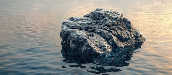 Poster - Isolated rock surrounded by water features copy space image