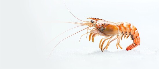 Poster - Tiger prawn seafood isolated on white background with copy space image