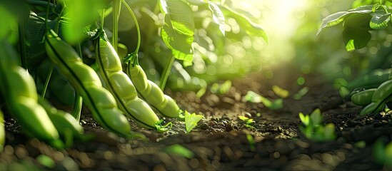 Poster - close up image showcasing fresh winged beans in a rural vegetable garden emphasizing healthy food wi