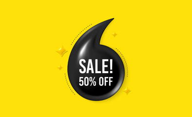 Sticker - Offer 3d quotation banner. Sale 50 percent off discount. Promotion price offer sign. Retail badge symbol. Sale quote message. Quotation comma yellow banner. Vector