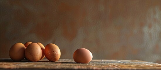 Poster - Eggs on a table with copy space image
