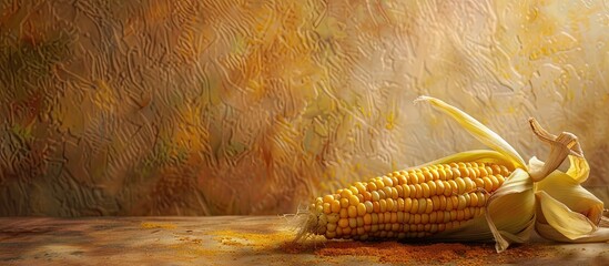 Poster - Image of cooked corn on the cob known as Cholam or Maize with copy space