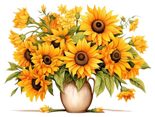 Sticker - PNG Sunflower plant vase inflorescence.