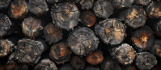Aufkleber - Stacked logs with empty space for text or image providing a clear copy space image