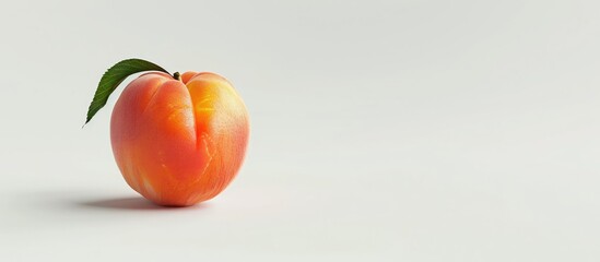 Poster - A fresh peach with clipping path on a white background image providing space for copying content