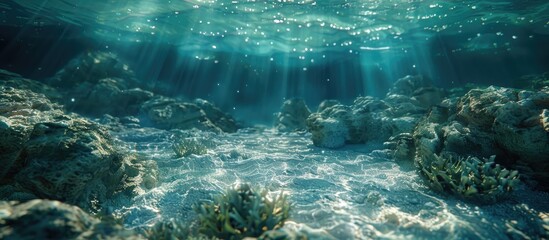 Poster - Interacting with the ocean s luminous textures and light creates a captivating experience filled with beauty and tranquility ideal for a copy space image