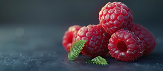 Poster - Fresh ripe raspberries with no artificial additives perfect for a copy space image