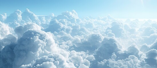 Poster - Blue sky with fluffy clouds creating a beautiful panorama features a fluffy cloud in the backdrop with ample copy space image