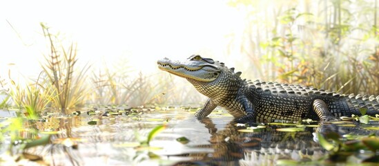Poster - Alligator in a swamp with a copy space image for text