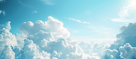 Poster - Daytime scenery with a clear blue sky and fluffy white clouds perfect for a copy space image