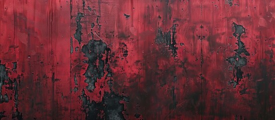 Poster - A grungy concrete wall in red with a textured surface featuring dark edges for contrast perfect for a copy space image