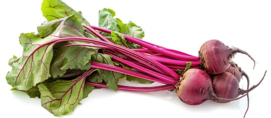 Aufkleber - Beetroot with its red color stem and green leaves on a white backdrop Includes clipping path in the file for copy space image