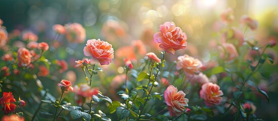 Poster - Gorgeous blooms in the garden with a lovely backdrop for a copy space image