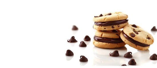 Poster - Delicious homemade cookies with chocolate and custard filling isolated on a white background with copy space image