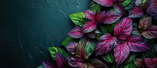 Poster - Iresine herbstii plant showcasing its vibrant leaves with copy space image