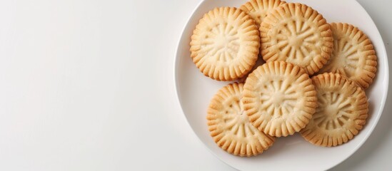 Poster - Butter cookies with copy space image on a clean white backdrop