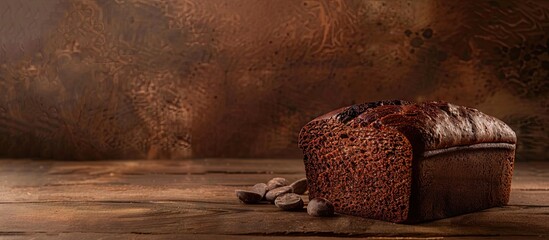 Poster - Freshly baked homemade chocolate bread beckoning from a tantalizing copy space image