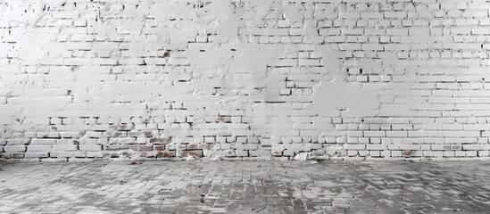 Fototapete - White brick wall background with vintage paper perfect for copy space image