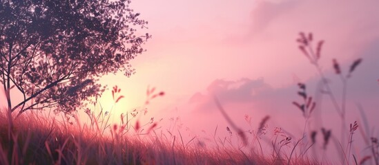 Poster - The soft glow of the evening sky provides a beautiful backdrop for a copy space image