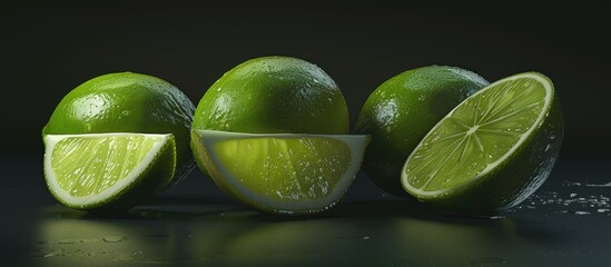 Aufkleber - Whole lime displayed whole chopped wedged and with copy space image