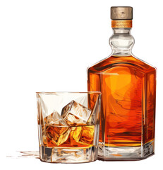 Canvas Print - PNG Whisky bottle drink refreshment.