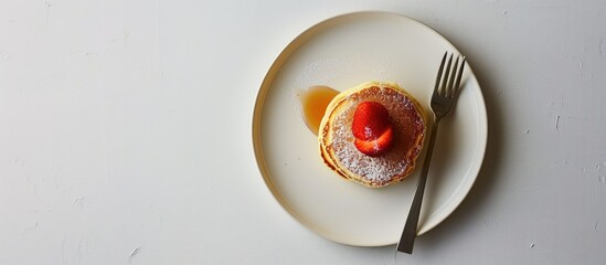 Aufkleber - Pancake displayed on a white backdrop with copy space image